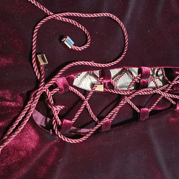 House Of CB London Sukina Velvet Lace Up Mini Dress - Picture 8 of 12